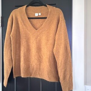 XS gold/brown V neck sweater